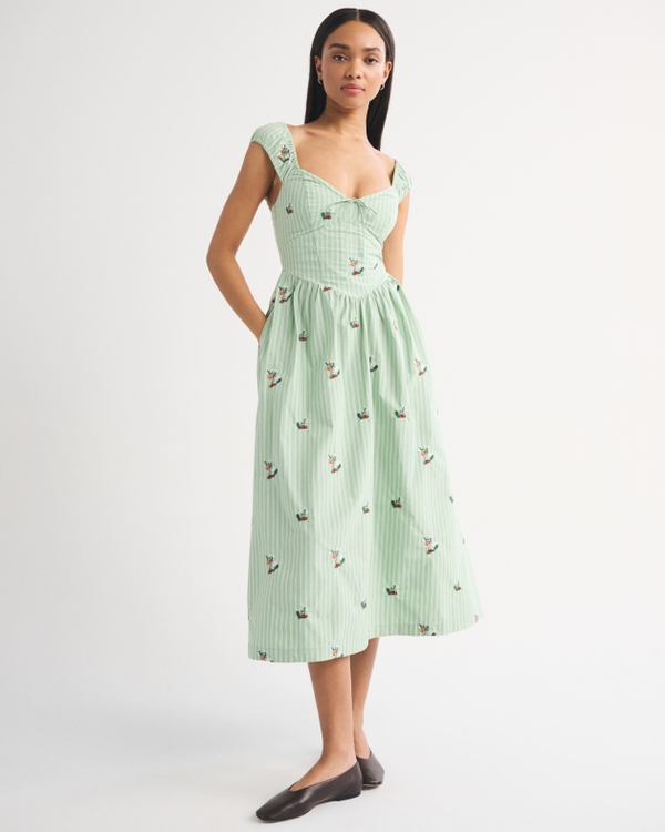 abercrombie green polka dot dress & Fitch Day - this dress combines versatility with a timeless polka Women's Bra-Free Cap Sleeve Dipped