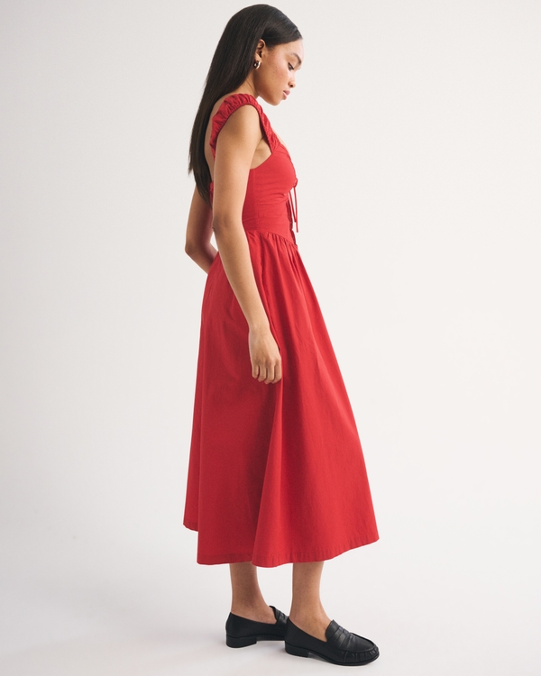 floral pattern midi dress Clydie White Floral Cap Sleeve Midi Dress - US 10