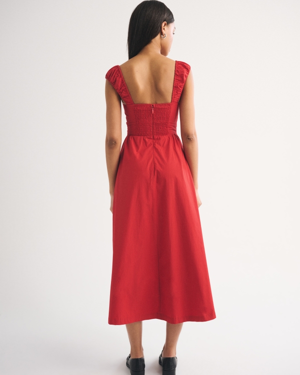 Women's Bra-Free Cap Sleeve Dipped Waist Midi Dress | Women's Dresses &  Jumpsuits | Abercrombie.com