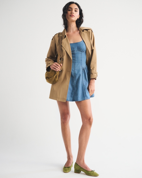 A&F Bra-Free Dylan Chambray Mini Dress, Medium view 2