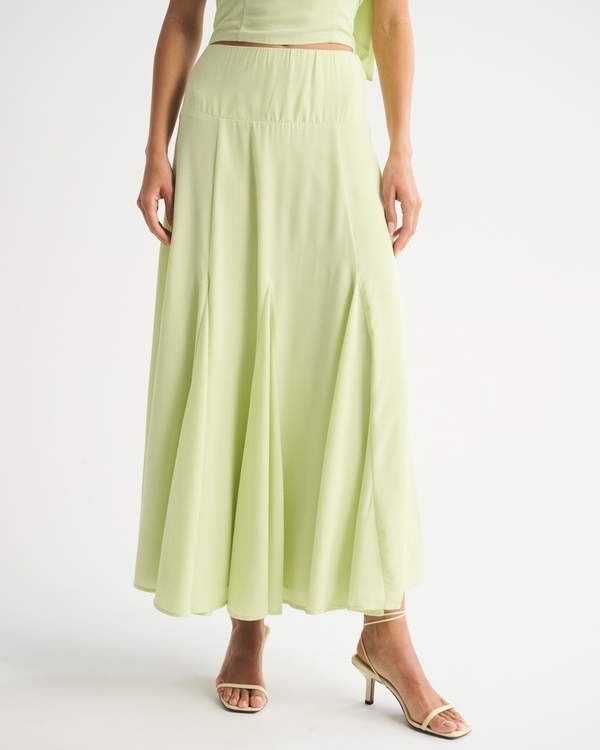 High Rise Flowy Maxi Set Skirt, Light Green view 2