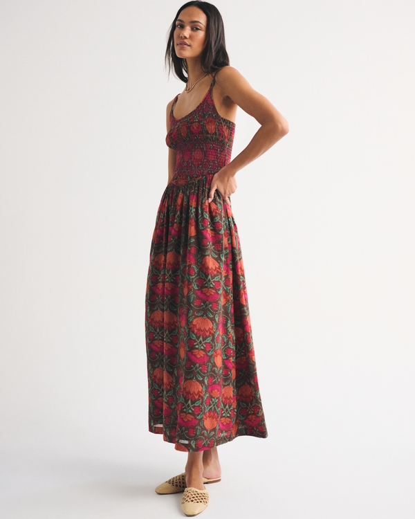 abercrombie and fitch long dress Abercrombie & Fitch tiered midaxi dress with multiway neckline in pink