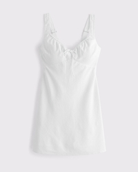 Bra-Free Tie-Front Linen-Blend Mini Dress