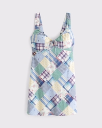 Bra-Free Tie-Front Linen-Blend Mini Dress