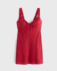 Bra-Free Tie-Front Linen-Blend Mini Dress