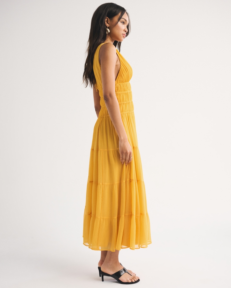 Bra-Free Ruched Flowy Maxi Dress - thumbnail 3
