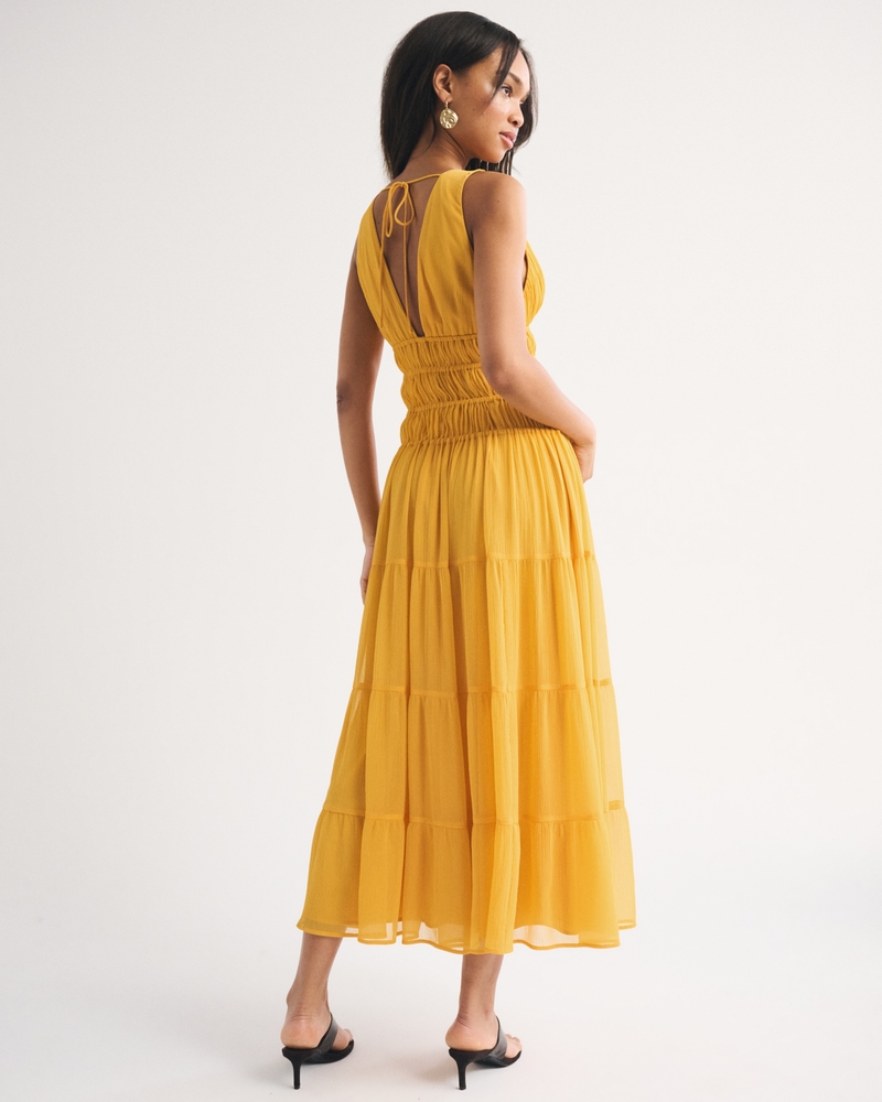 Bra-Free Ruched Flowy Maxi Dress - thumbnail 4