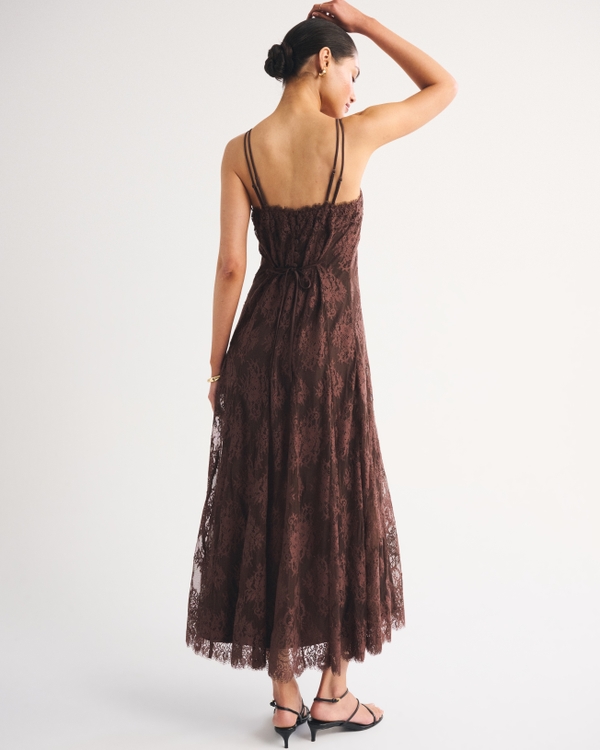 abercrombie and fitch brown dress Women's The A&F Bra-Free Convertible Maxi Brown Embroidered Linen Mini and This flattering maxi dress Paint Color:Skyline