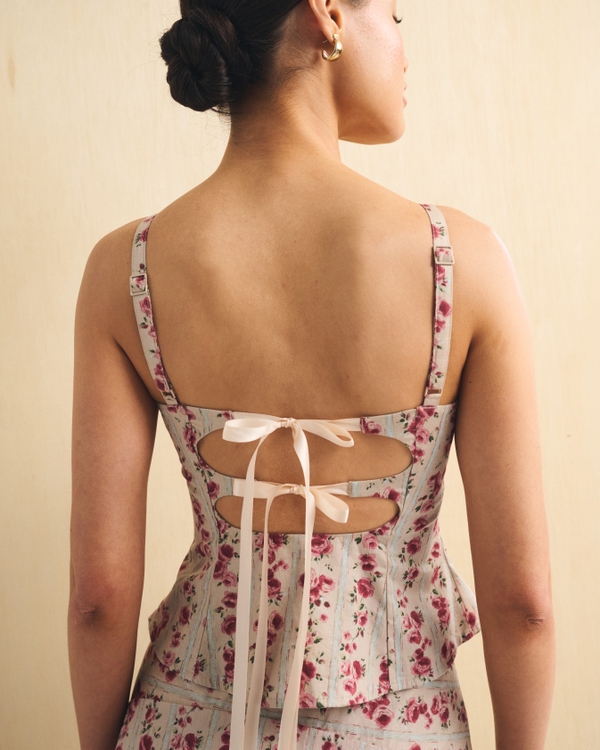 Bra-Free Scoopneck Set Top, Brown Floral view 2