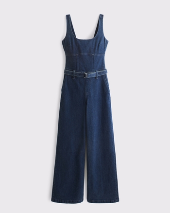 Belted Denim Jumpsuit