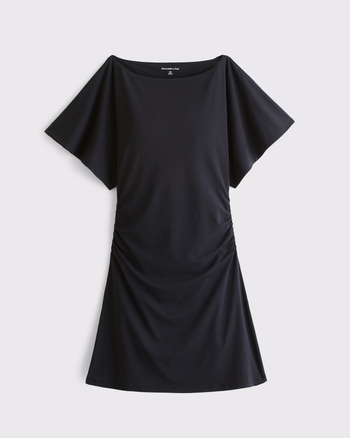 Flutter-Sleeve Slash Mini Dress