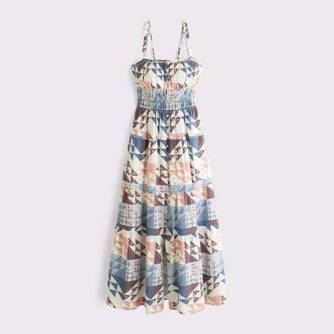 Женские платья Abercrombie & Fitch Bra-Free Button-Through Smocked Maxi Dress