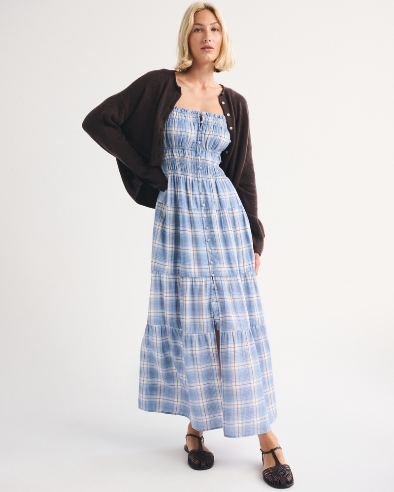 Bra-Free Button-Through Smocked Maxi Dress - thumbnail 10