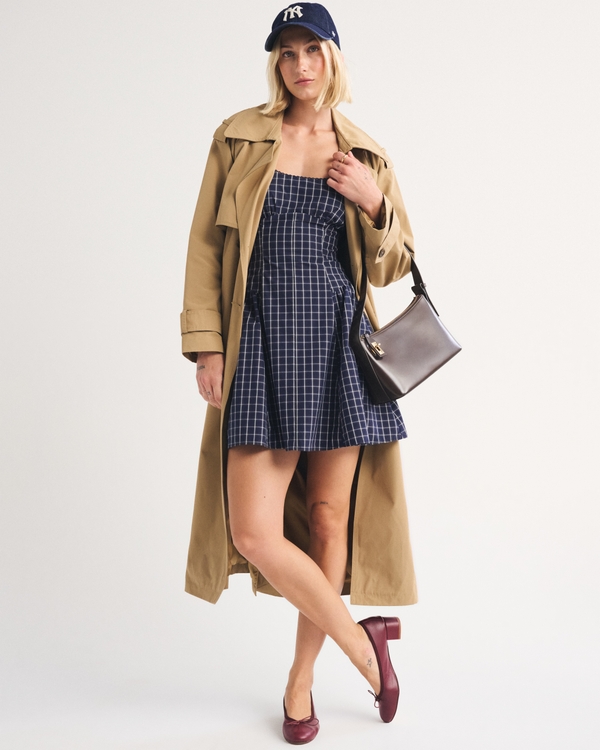 A&F Dylan Bra-Free Mini Dress, Navy Check view 2