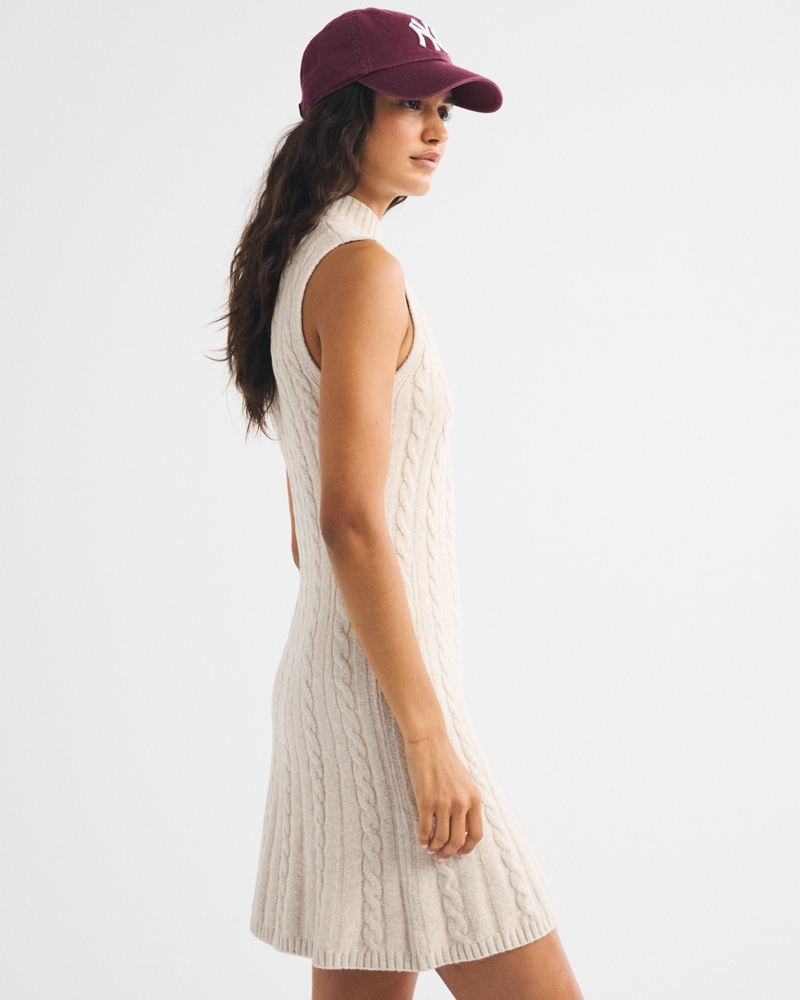 Mock Neck Cable Mini Sweater Dress - thumbnail 10