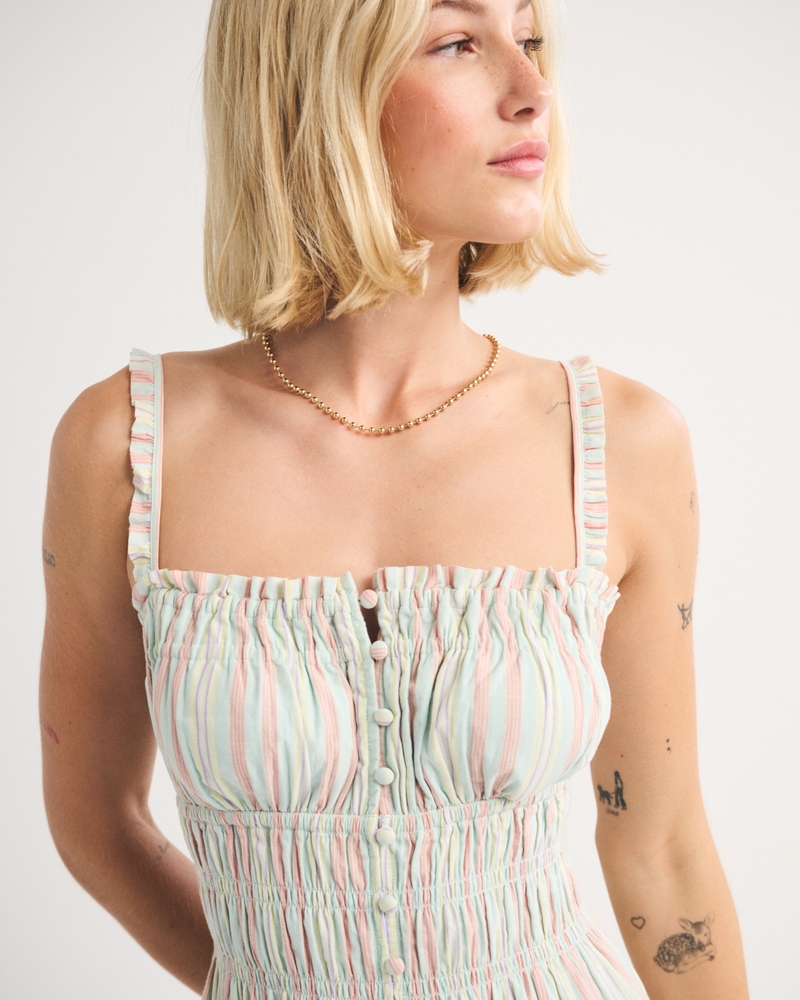 Bra-Free Button-Through Smocked Maxi Dress - thumbnail 6