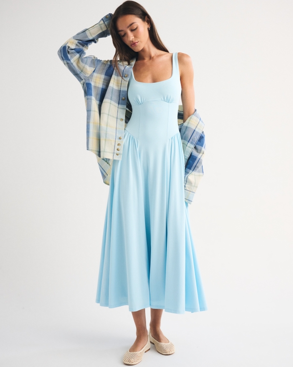 A&F Dylan Bra-Free Knit Midi Dress, Light Blue view 1