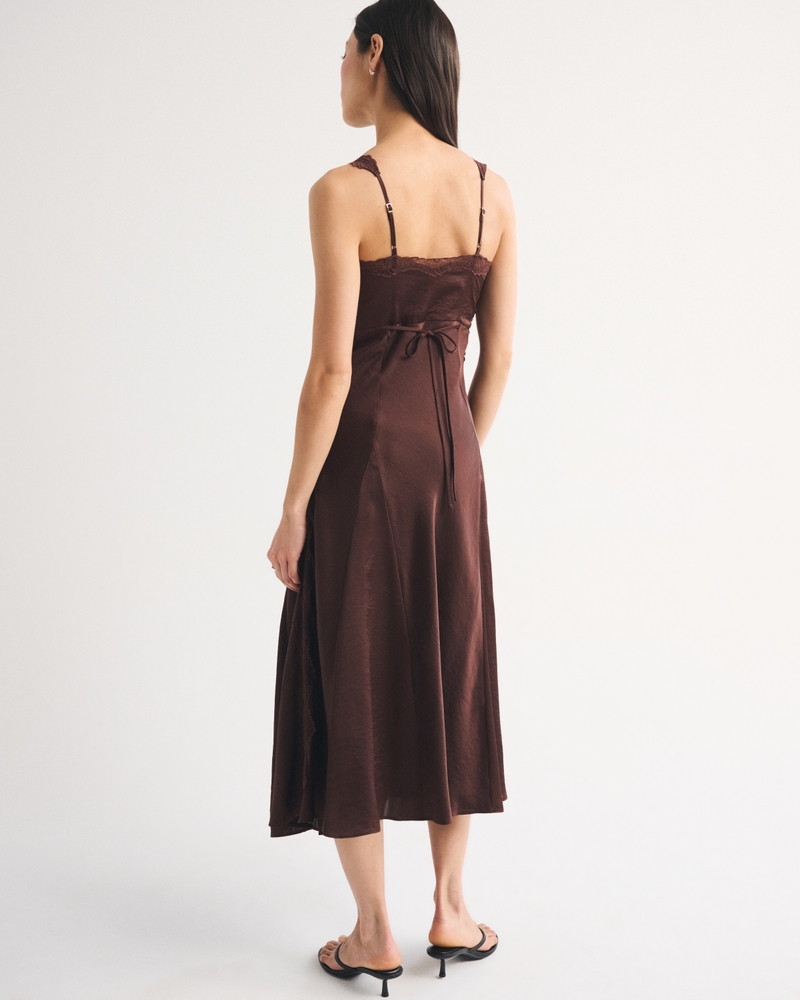Bra-Free Lace-Trim Button-Through Midi Dress - thumbnail 7