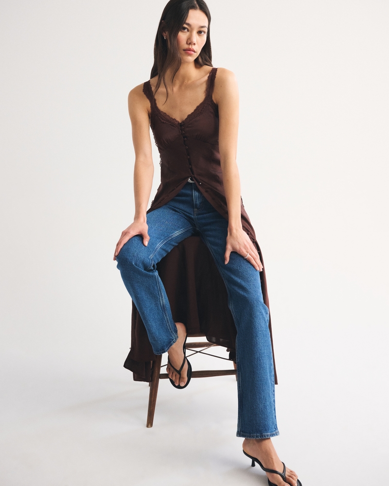 Bra-Free Lace-Trim Button-Through Midi Dress - thumbnail 8