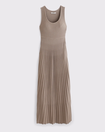 Pleated Midi Sweater Dress