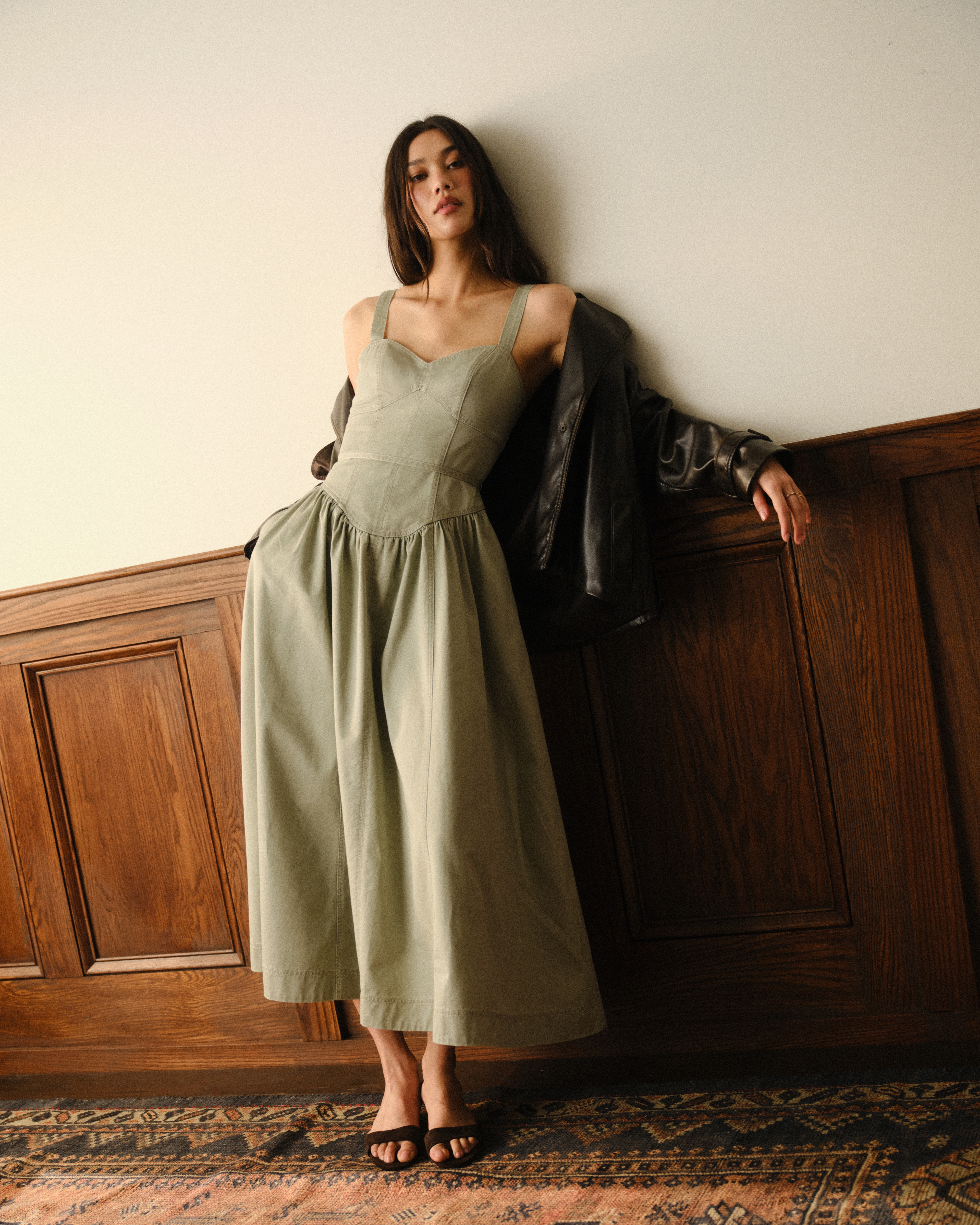 Женские платья Abercrombie & Fitch Twill Corset Midi Dress — фото 2