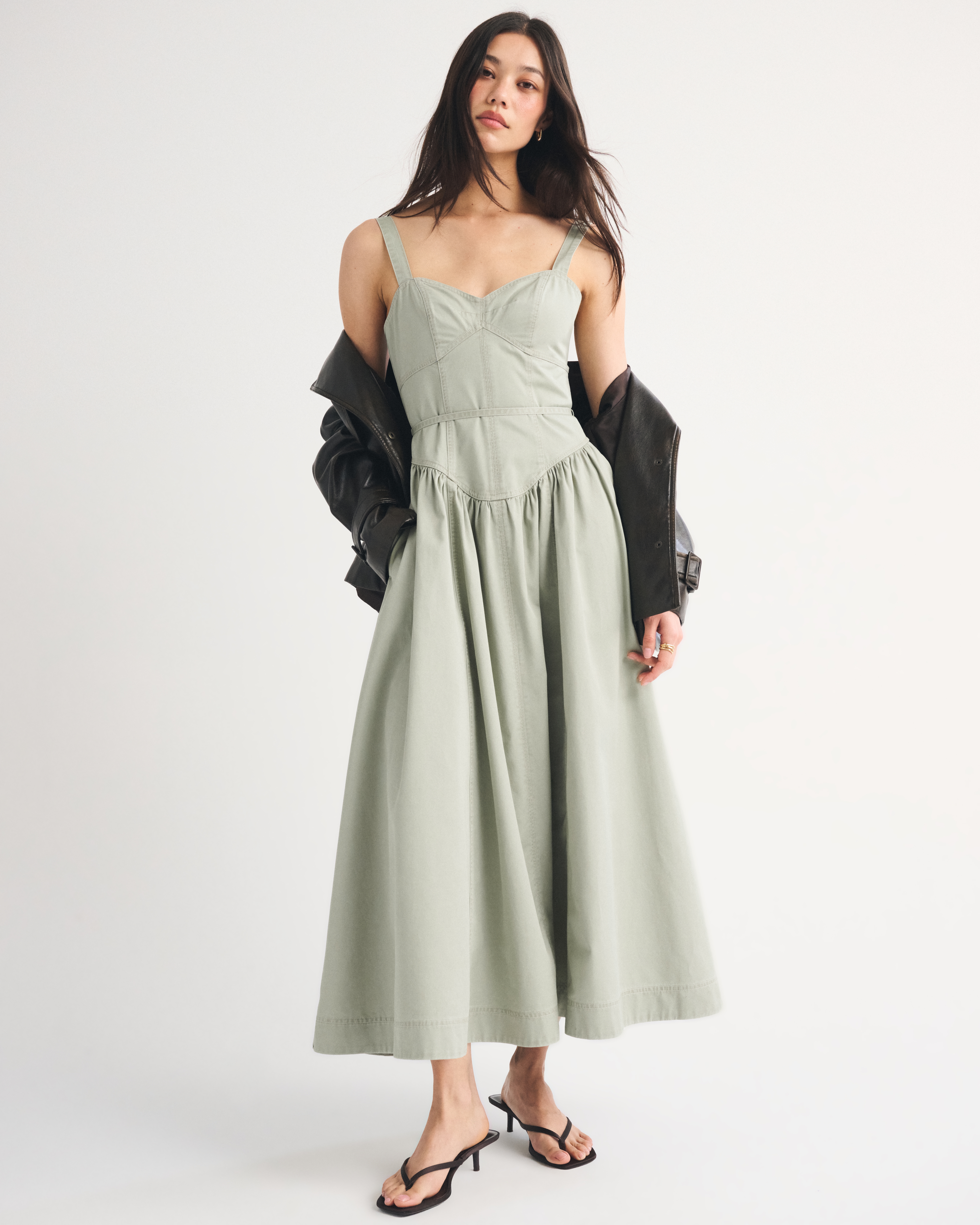Женские платья Abercrombie & Fitch Twill Corset Midi Dress — фото 3