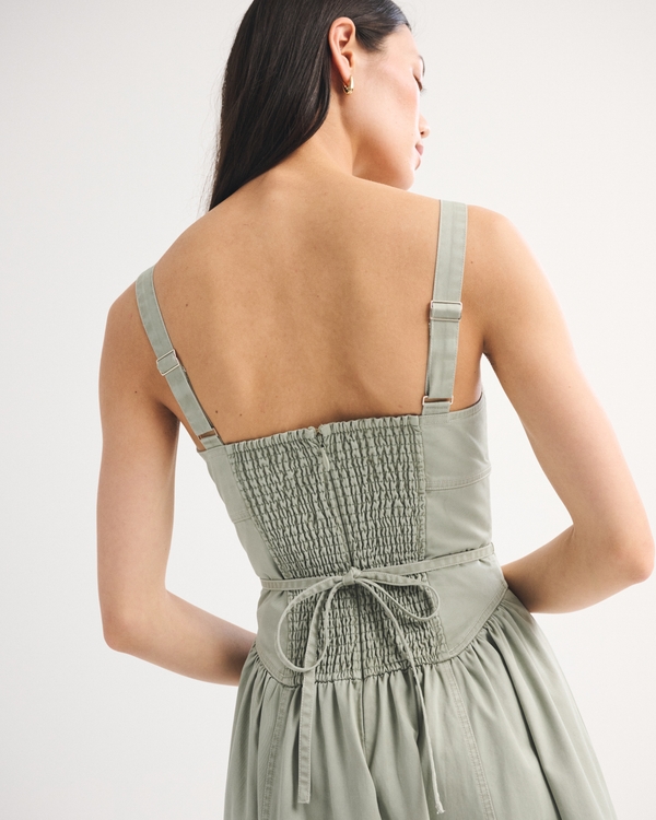 Women's Twill Corset Midi Dress | Women's Clearance | Abercrombie.com