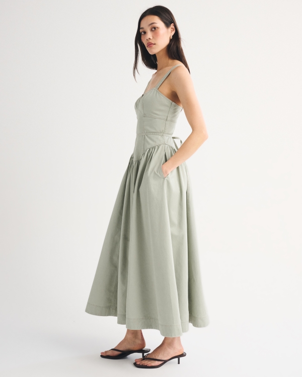 Women's Twill Corset Midi Dress | Women's Clearance | Abercrombie.com
