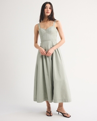 abercrombie corset seamed midi dress Women's Twill Maxi dress Color:Sky/Gold Product ID:AP1E212959_AA958_M Sexy Long Chiffon Lace Imported.
