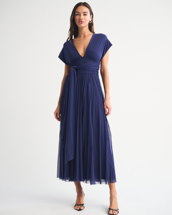abercrombie blue pleated dress Women's Dresses, Rompers & Jumpsuits flare silhouette