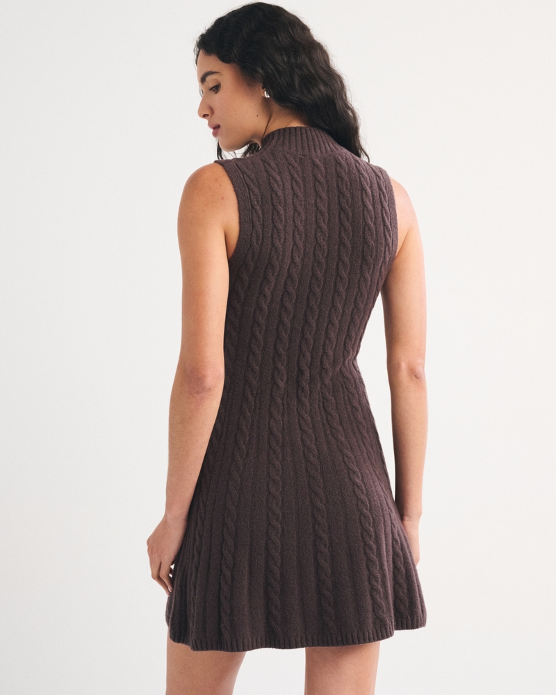 Mock Neck Cable Mini Sweater Dress - thumbnail 5