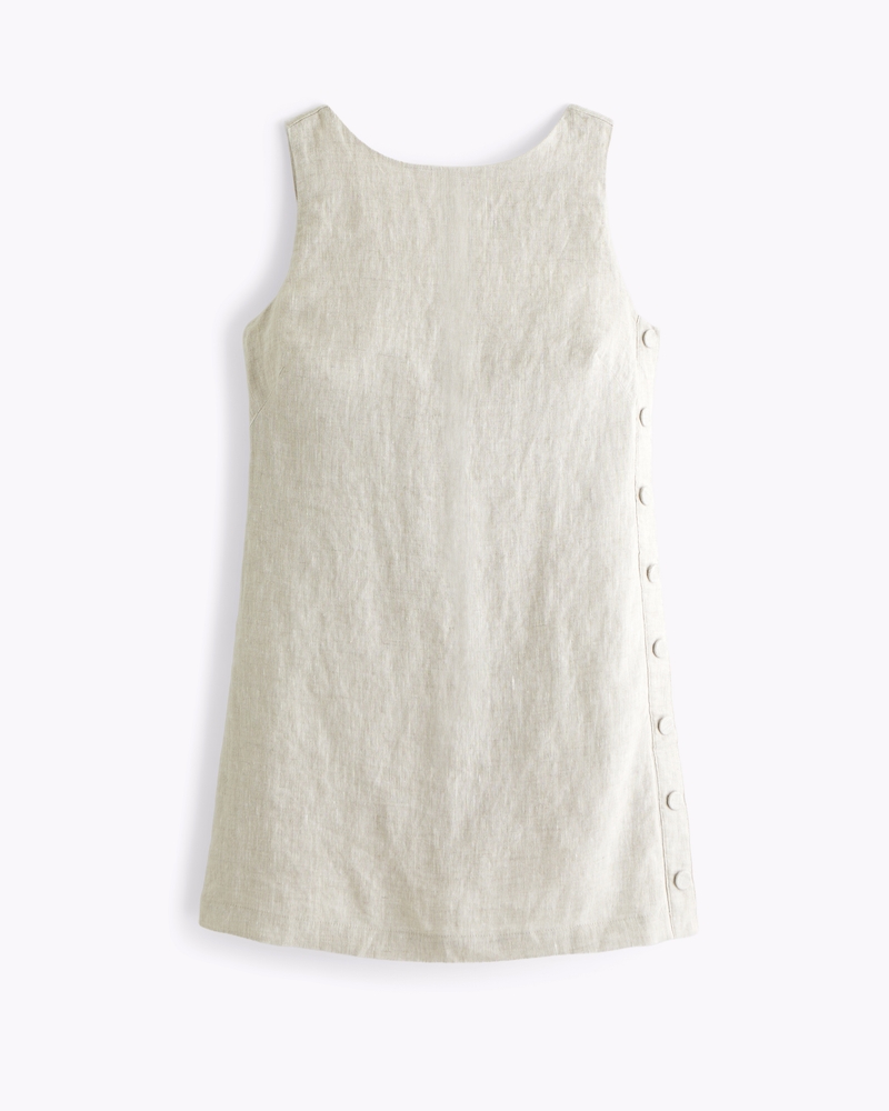 100% Linen Open-Back Shift Mini Dress