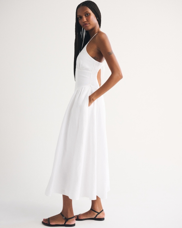 Women's 100% Linen A&F Dylan Halter Midi Dress | Women's Dresses &  Jumpsuits | Abercrombie.com