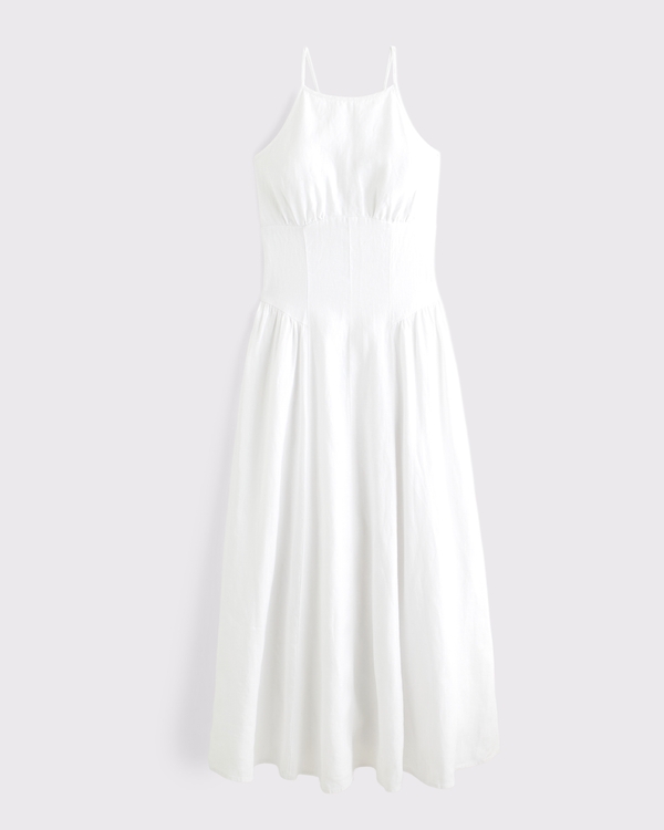 Women's 100% Linen A&F Dylan Halter Midi Dress | Women's Dresses &  Jumpsuits | Abercrombie.com