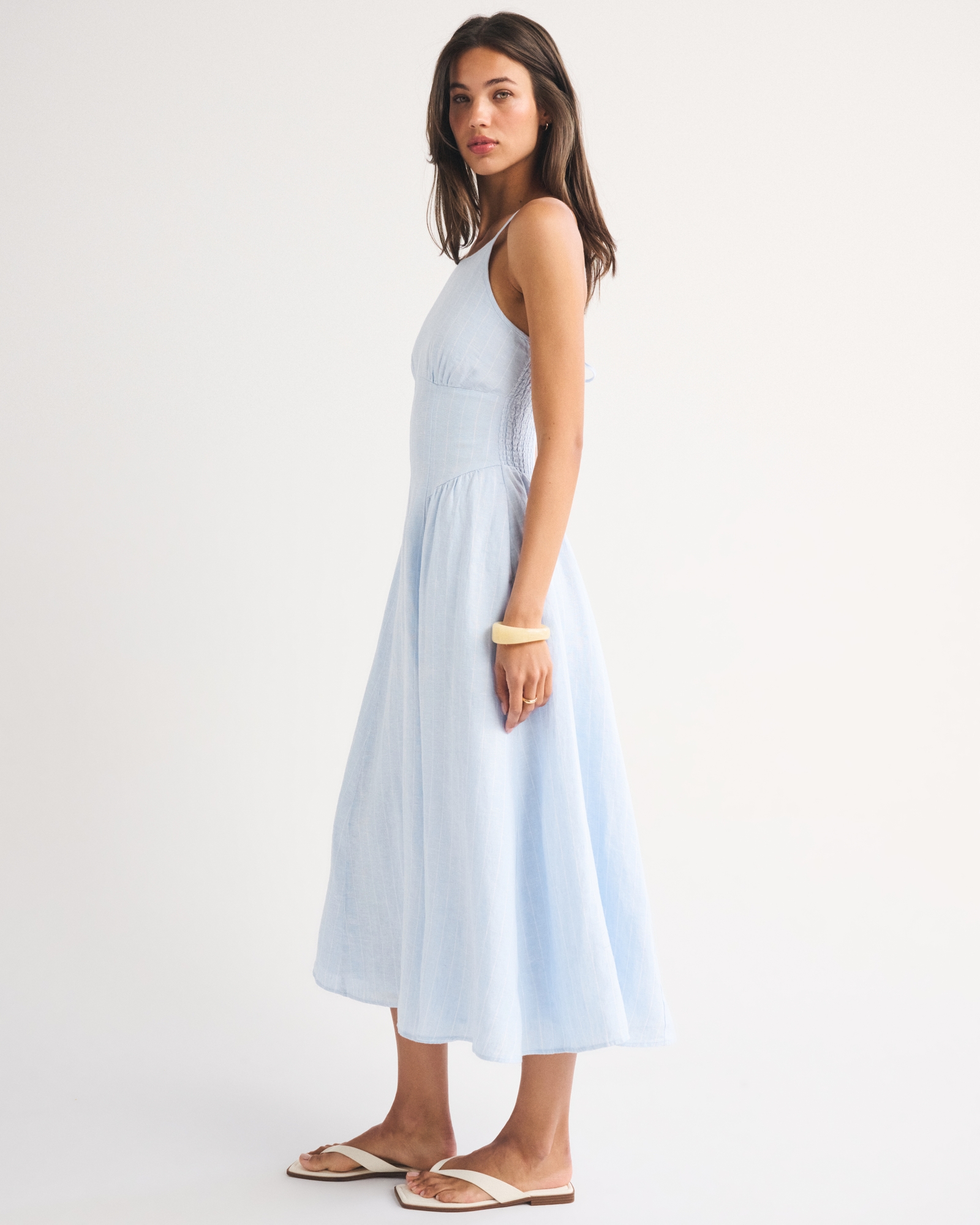 abercrombie linen halter dress Women's Open-Back Halter Linen-Blend Mini Dress in Pepper Print | Size XL PETITE