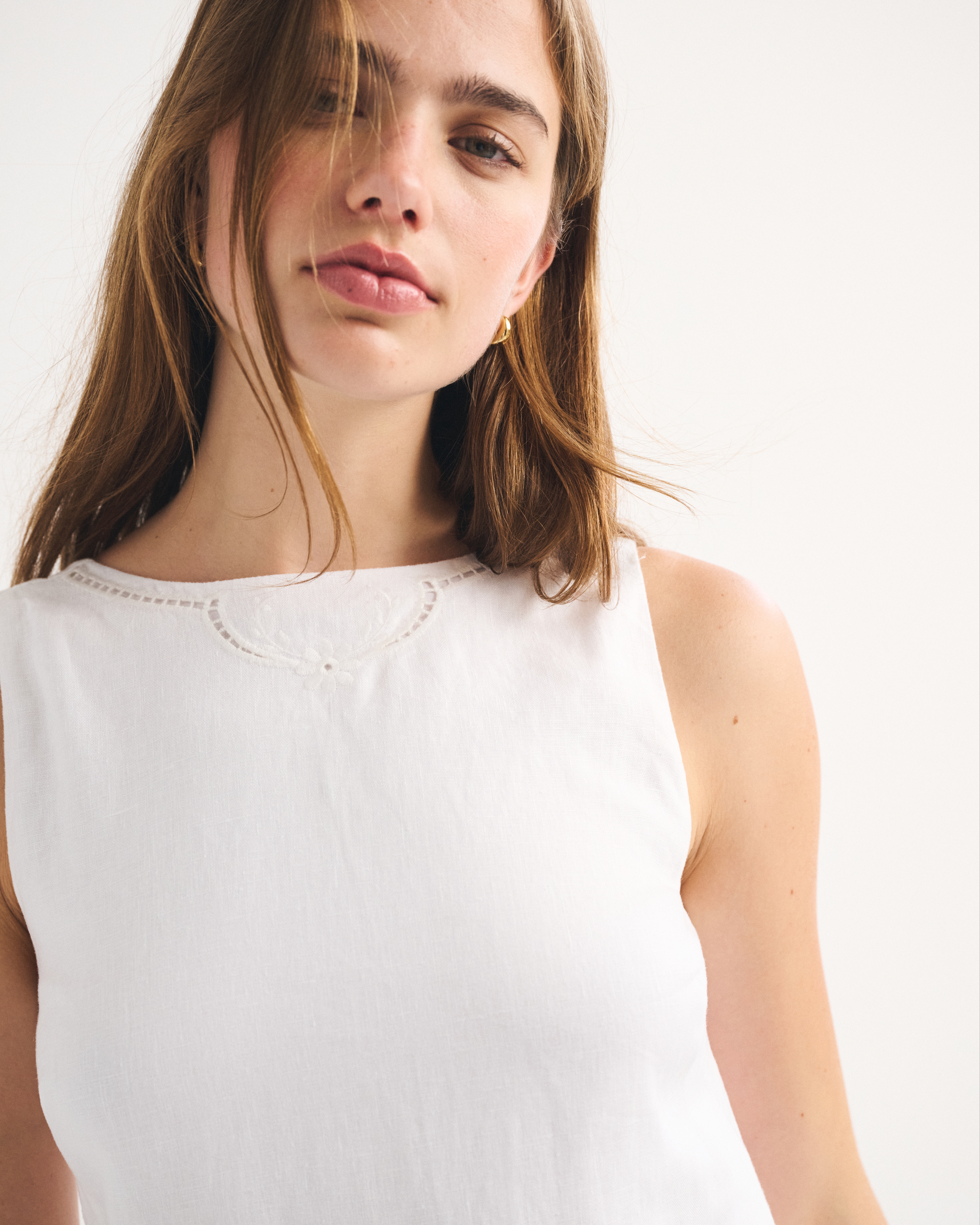 Женские платья Abercrombie & Fitch 100% Linen Lace Cutwork Shift Mini Dress — фото 3