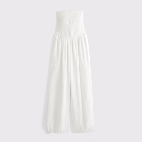 Женские комбинезоны Abercrombie & Fitch A&F Sydney Smocked Strapless Balloon Leg Jumpsuit