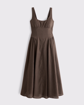 Linen-Blend A&F Bra-Free Dylan Midi Dress from Abercrombie & Fitch - $130