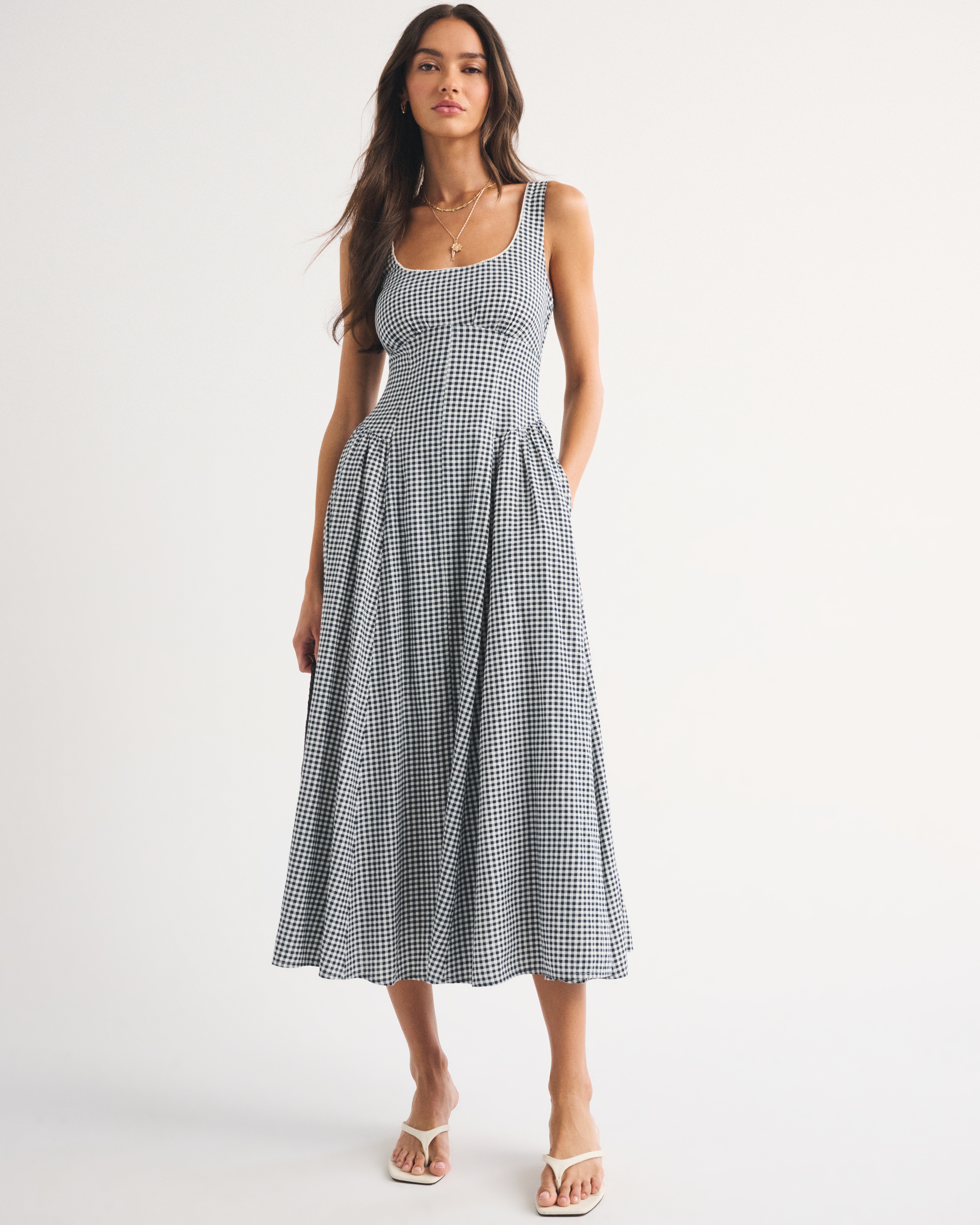 Женские платья Abercrombie & Fitch Linen-Blend A&F Bra-Free Dylan Midi Dress — фото 2