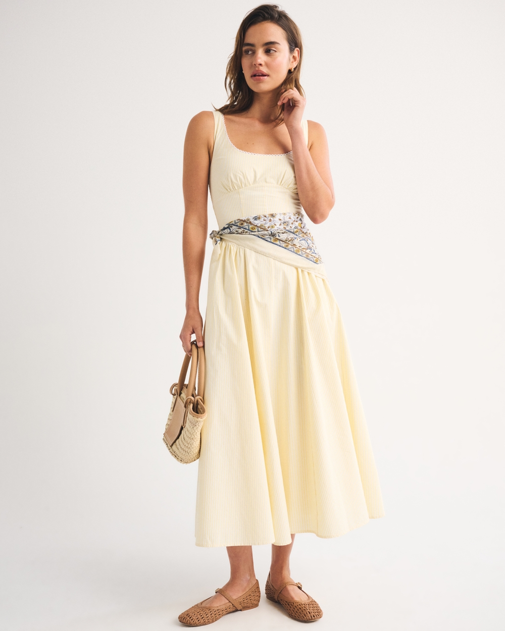 100% Cotton A&F Bra-Free Dylan Midi Dress