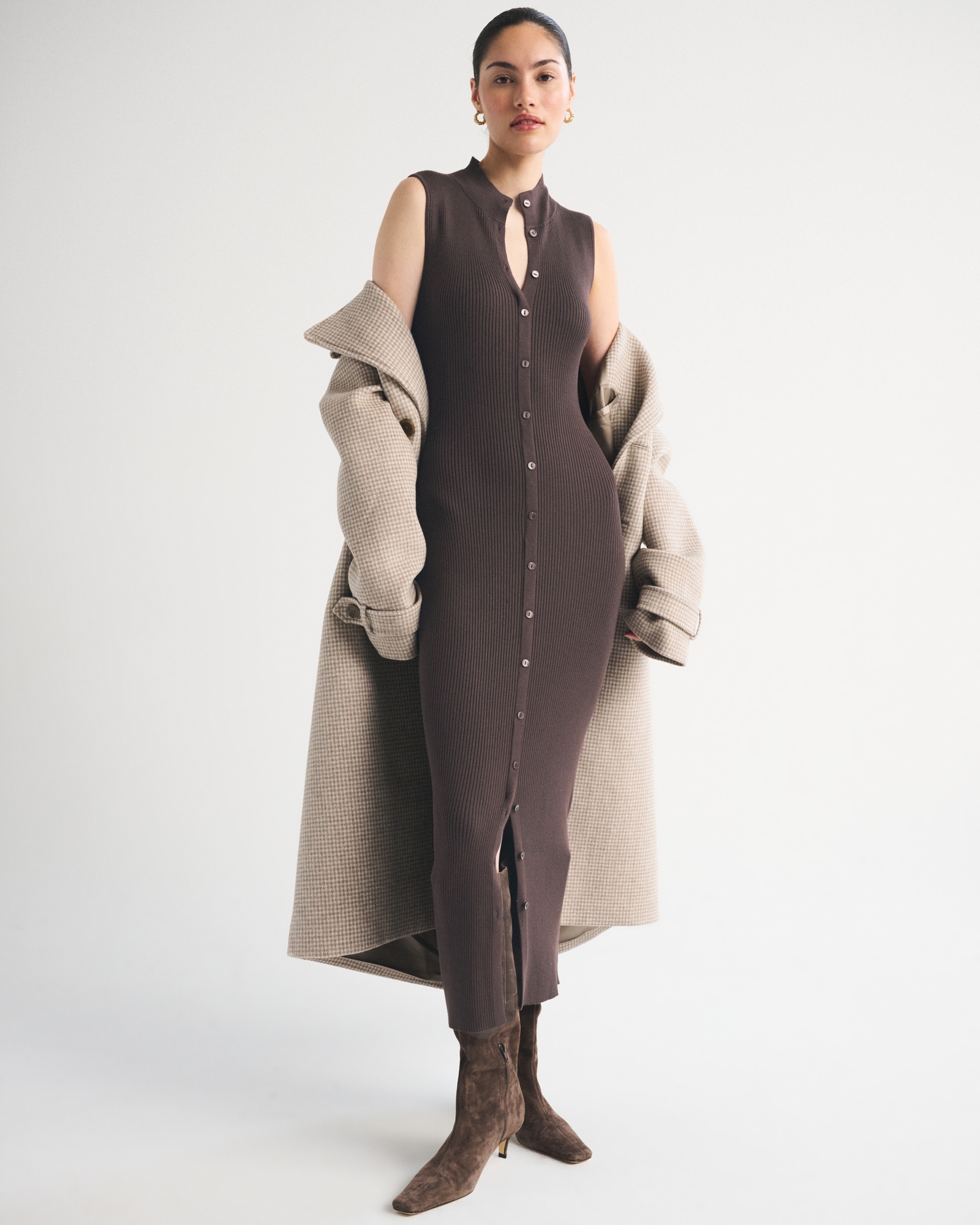 Mock Neck Midi Sweater Dress - angle 1