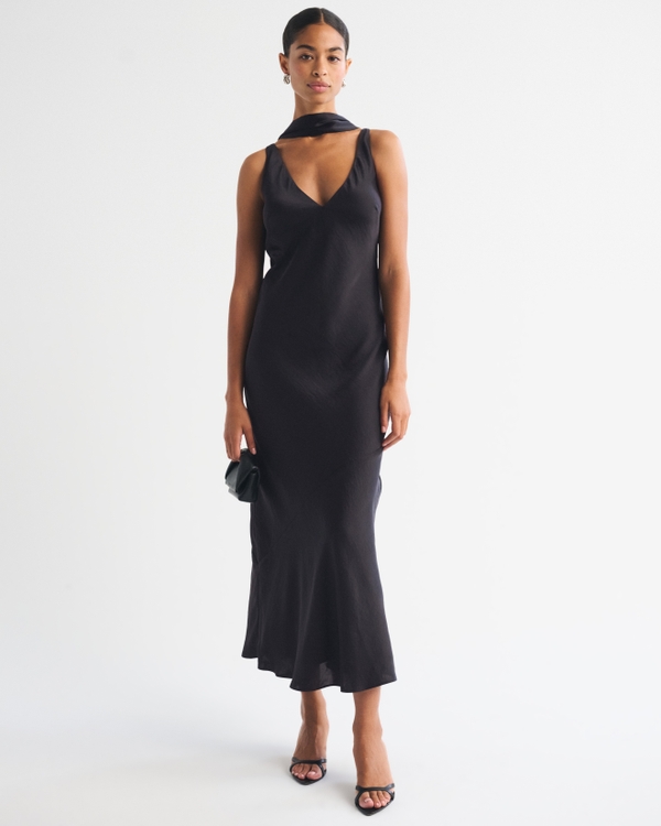 Bra-Free Scarf Slip Maxi Dress