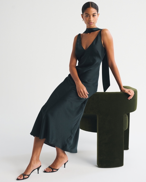Bra-Free Scarf Slip Maxi Dress