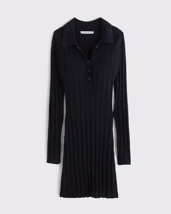 Collared Rib Mini Sweater Dress