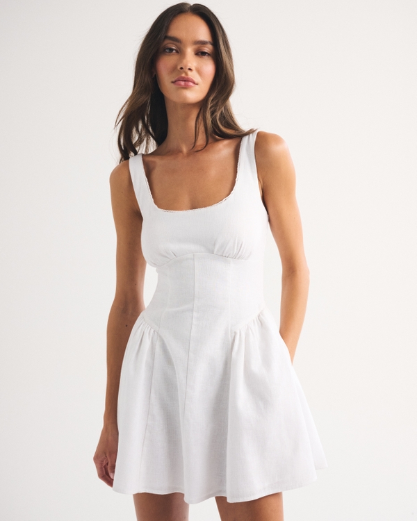 A&F Dylan Bra-Free Linen Mini Dress, White view 1