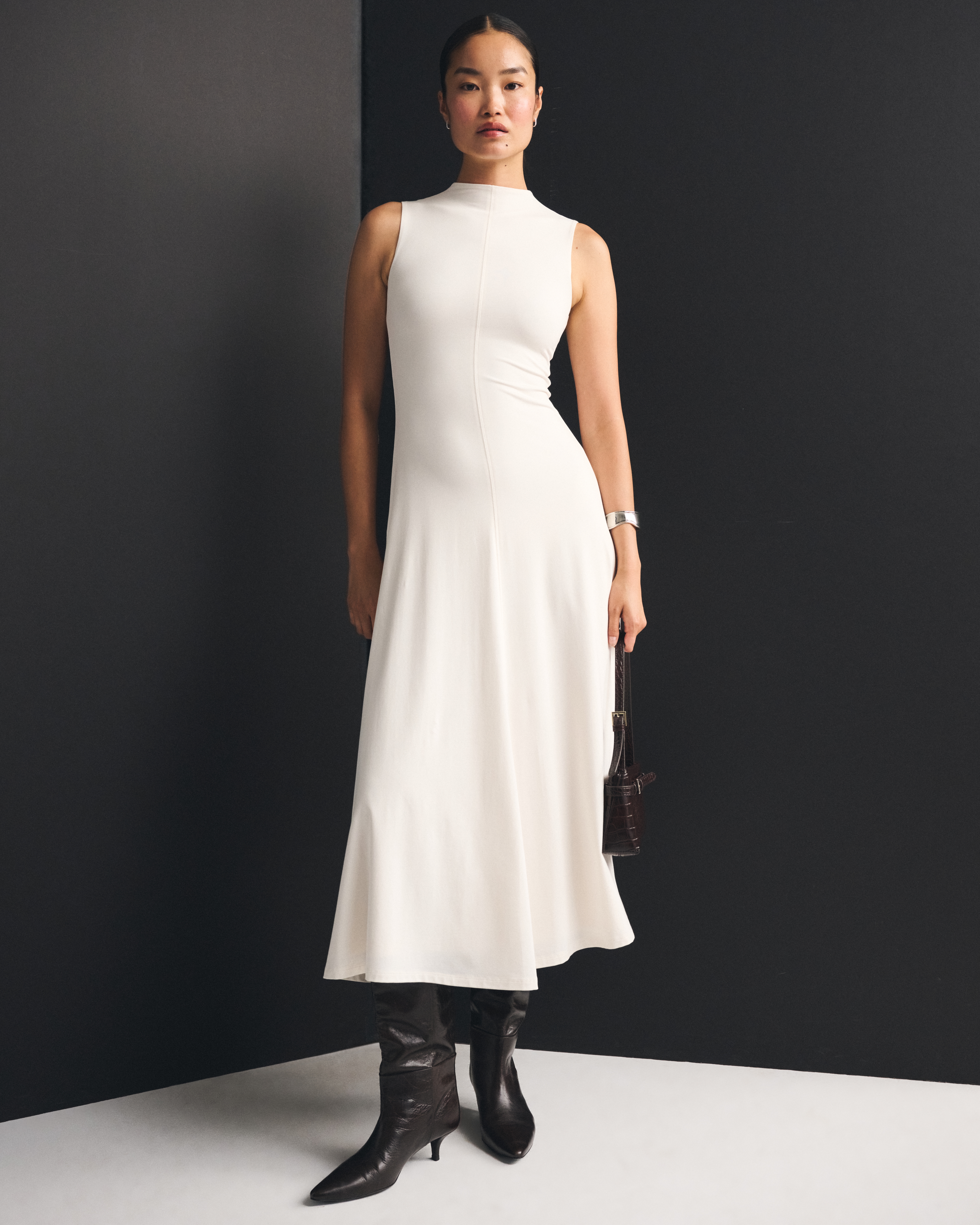Женское платье Abercrombie & Fitch Mockneck Knit Maxi, цвет: Кремовый — фото 2