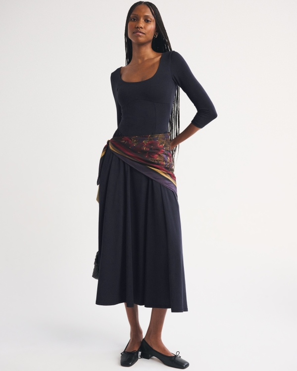 A&F Dylan Bra-Fre 3/4 Sleeve Knit Midi Dress by Abercrombie & Fitch