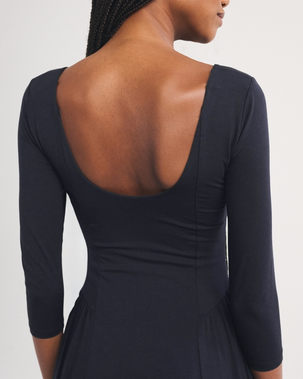 black knit dress 3 4 sleeve Women's A&F Dylan Bra-Fre 3/4 Midi Sheath dress