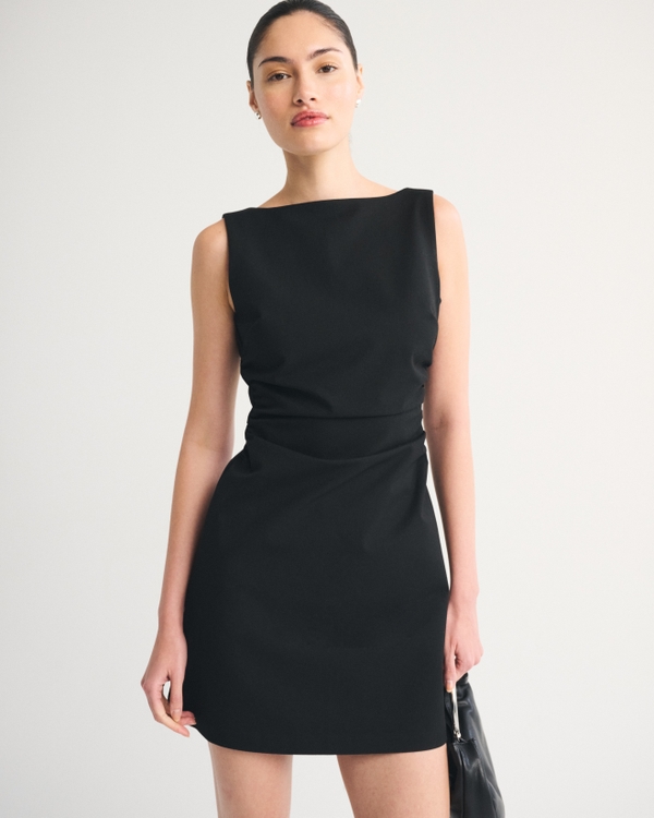 Bra-Free High-Neck Forme Mini Dress, Black view 1