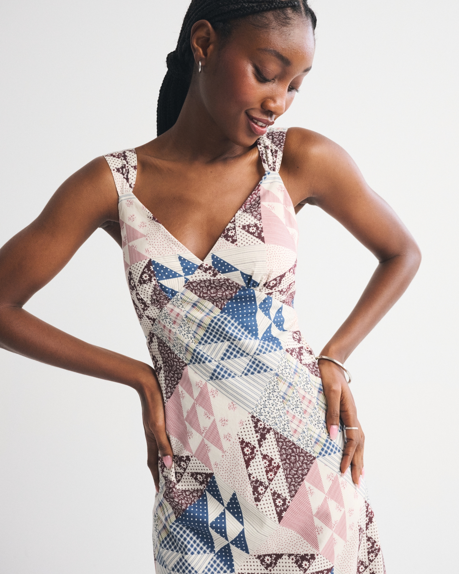 Bra-Free V-Neck Slip Midi Dress